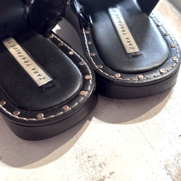 Zara RARE Sandals w Two Straps and Gold Grommets-Black size 37/6.6-7 w Dust Bag - Picture 10 of 15